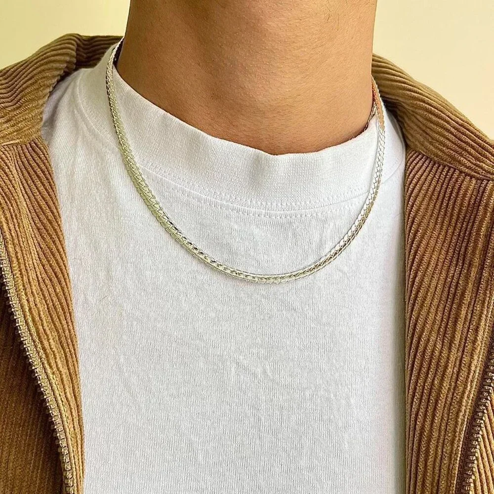 y2k 2000s vintage style silver cuban link chain necklace
